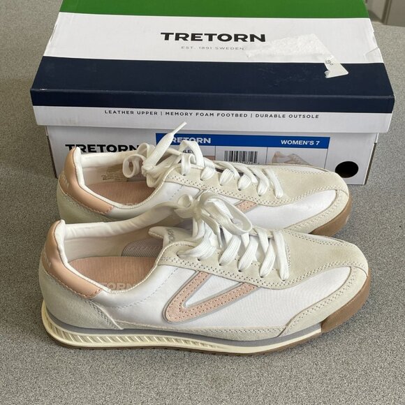 NEW Tretorn Women's Size 7 "Hailey" Sneakers Leather Upper & Memory Beige - Picture 1 of 7